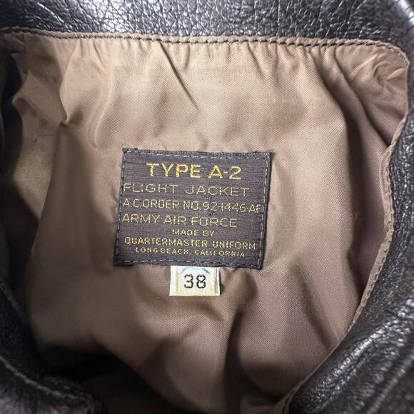 Vintage 60’s Type A-2 Flight Army Air force Goatskin Leather Bomber Jacket 38 - Picture 3 of 7